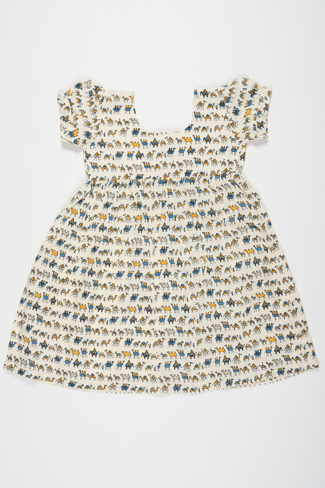 The Nesavu Baby Cotton Frocks Baby Cotton Frock with Camel Print for Casual Wear Soft and Breathable Nesavu Nesavu Baby Camel Print Cotton Block Frock Comfortable Casual Baby Dress