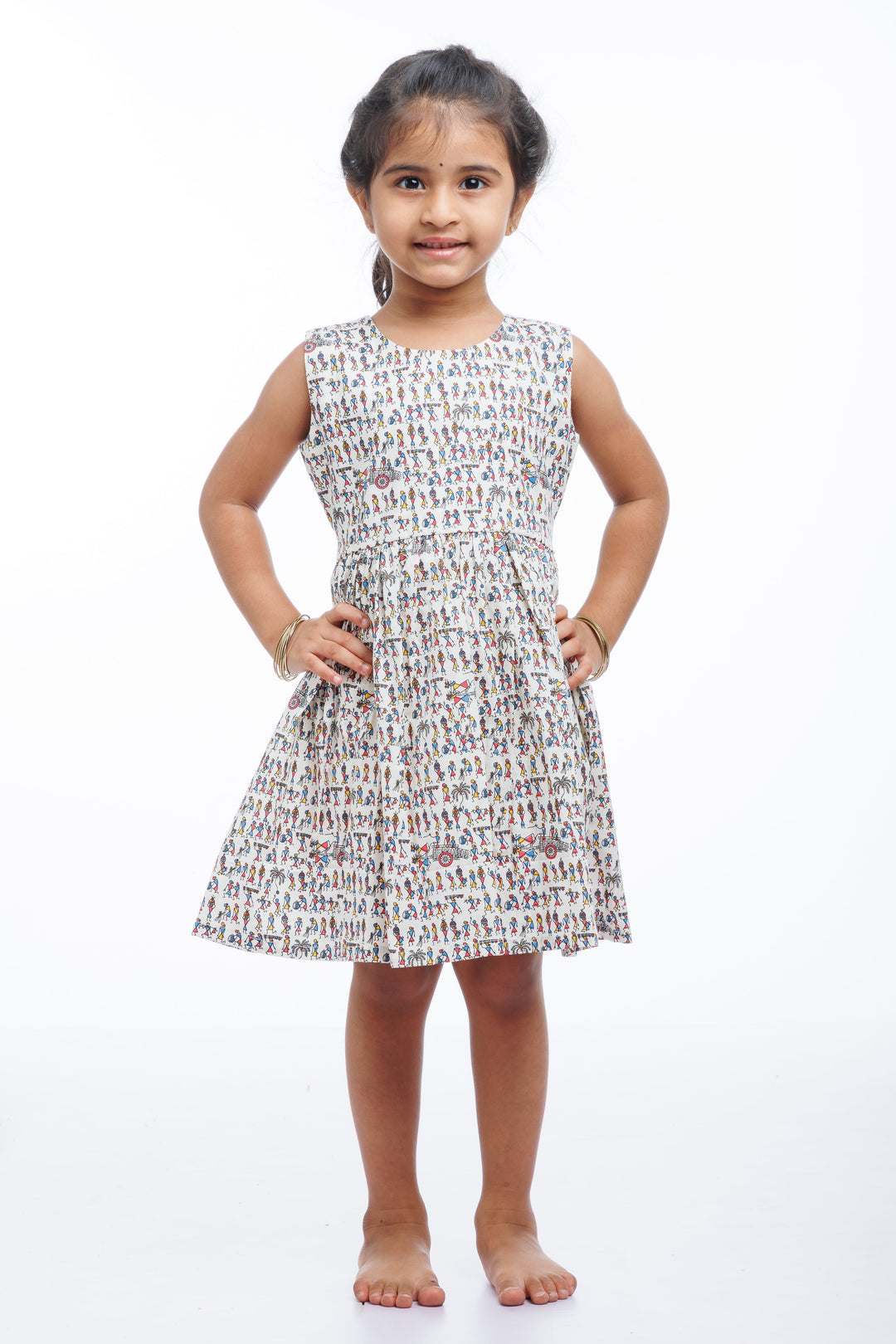 The Nesavu Baby Cotton Frocks Baby Girls Blue Tribal Print Cotton Frock - Infants Stylish Daily Ensemble Nesavu 14 (6M) / Blue / Cotton BFJ515B-14 Blue Tribal Cotton Frock for Baby Girls | Buy Infants Fashion Online | The Nesavu