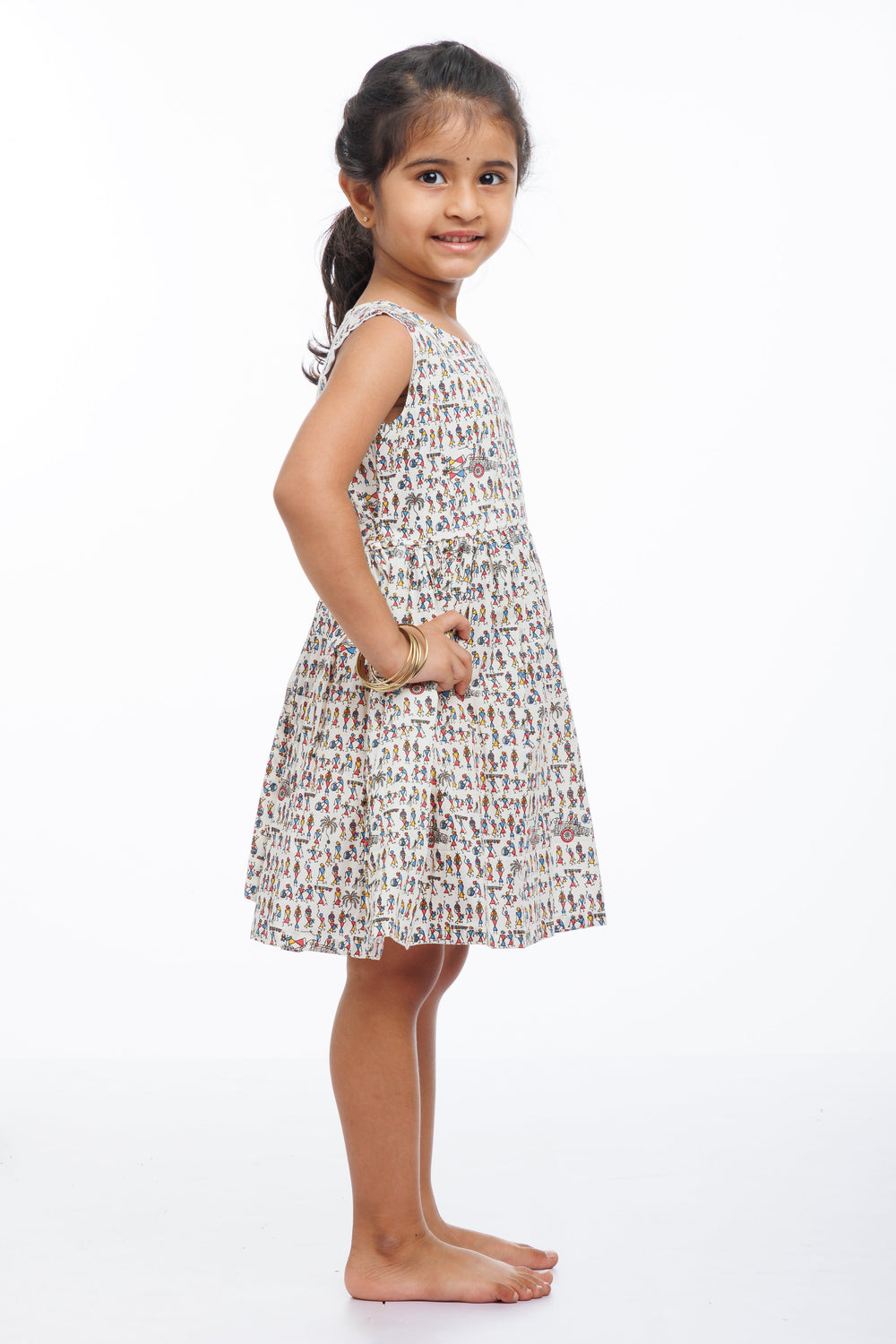 The Nesavu Baby Cotton Frocks Baby Girls Blue Tribal Print Cotton Frock - Infants Stylish Daily Ensemble Nesavu Blue Tribal Cotton Frock for Baby Girls | Buy Infants Fashion Online | The Nesavu