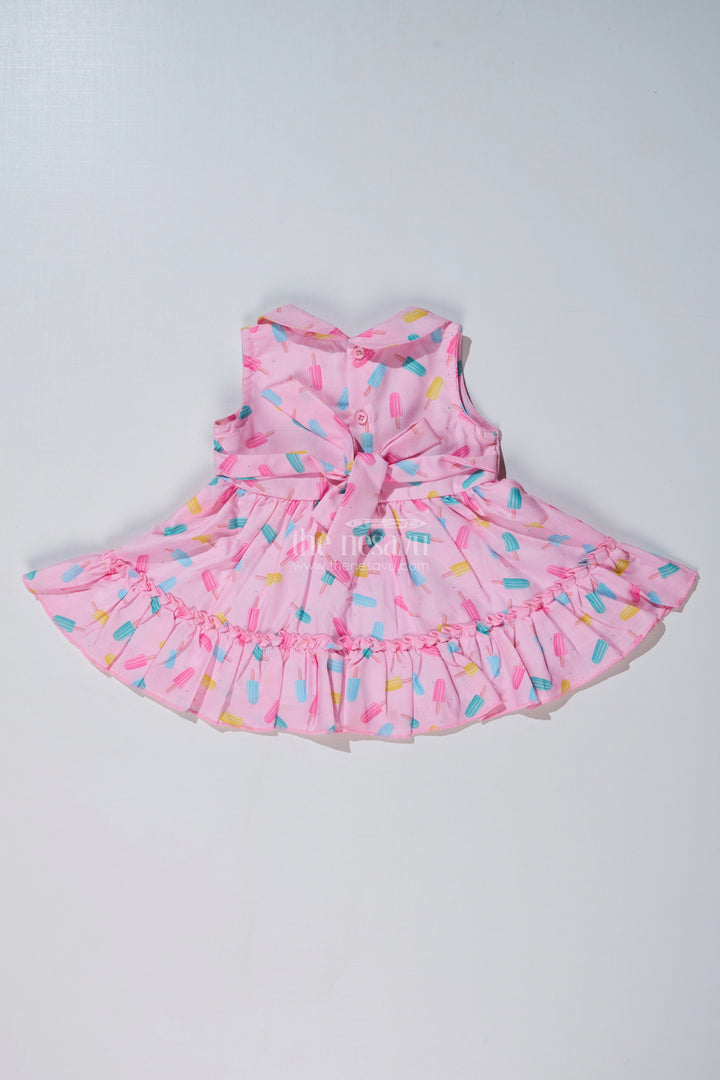 The Nesavu Baby Cotton Frocks Baby Girls Floral Party Frocks with Ice Cream Print and Ruffled Hem for a Playful Look Nesavu Nesavu Baby Girls Floral Party Frocks Ice Cream Print Ruffled Hem Cute Outfits