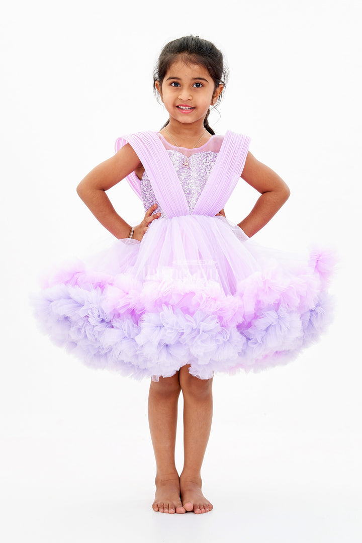 The Nesavu Baby Fancy Frock Baby Girls Light Purple Dress with Sparkling Sequin Bodice and Ruffled Tulle Skirt Nesavu Nesavu Baby Girls Light Purple Dress Sequin Bodice Ruffled Tulle Skirt Special Occasions