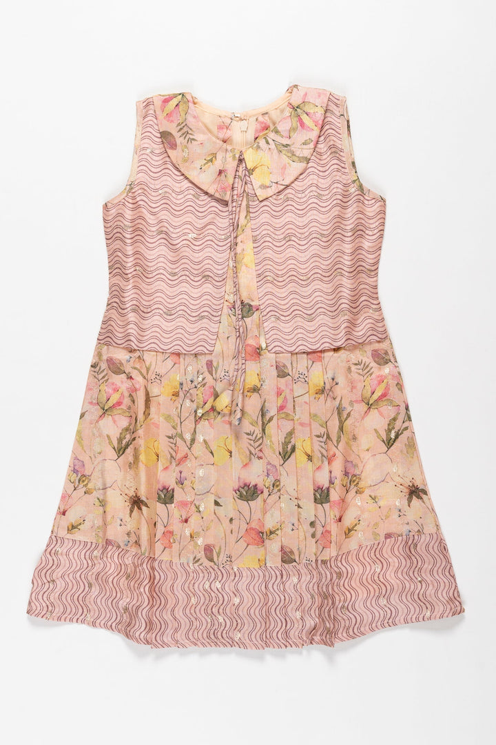 The Nesavu Girls Cotton Frock Blooming Comfort: Girls' Cotton Garden Party Frock Nesavu 22 (4Y) / Salmon / Cotton GFC1295A-22 Charming Girls Cotton Frock with Floral Print | Perfect for Summer Fun | The Nesavu