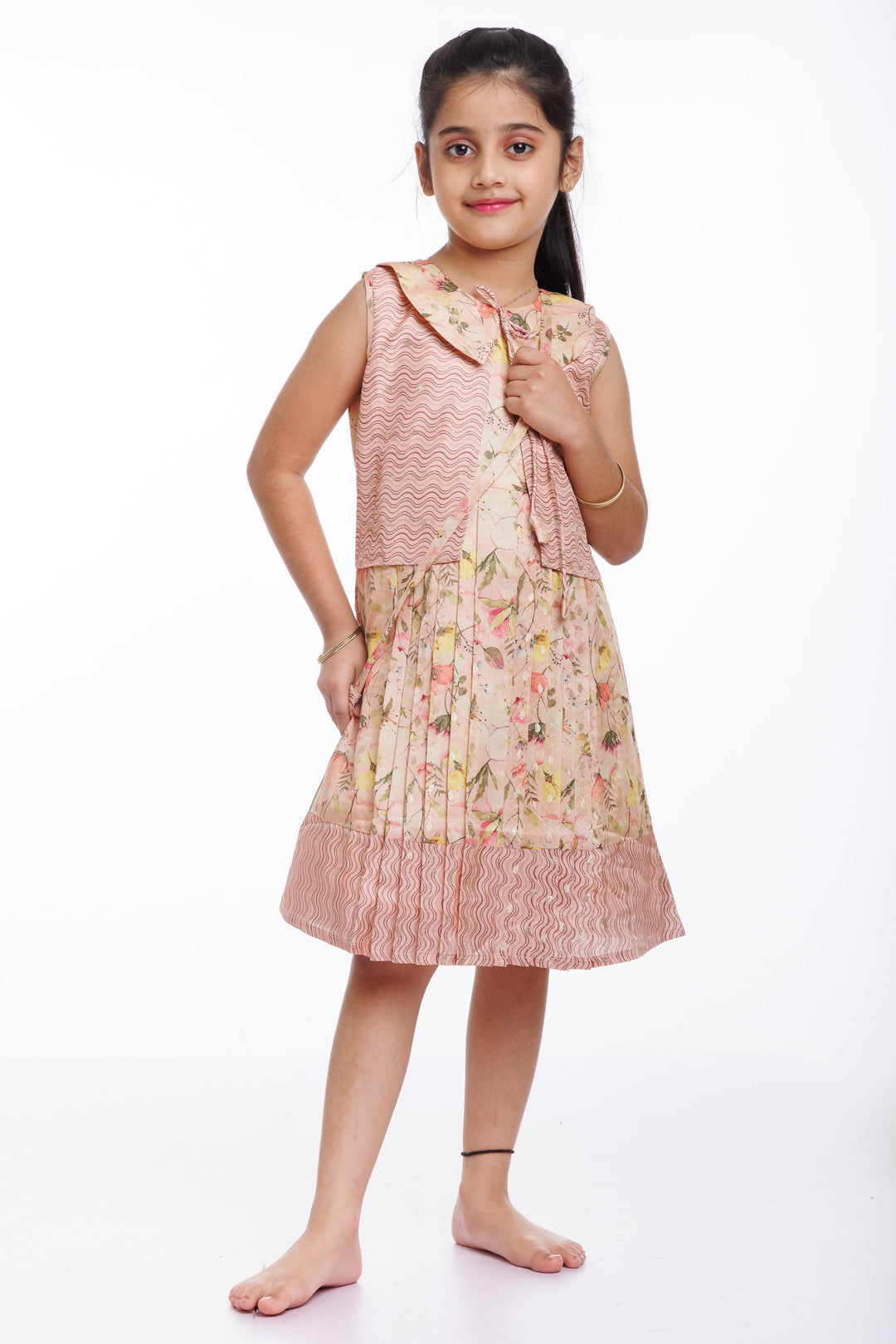 The Nesavu Girls Cotton Frock Blooming Comfort: Girls' Cotton Garden Party Frock Nesavu Charming Girls Cotton Frock with Floral Print | Perfect for Summer Fun | The Nesavu