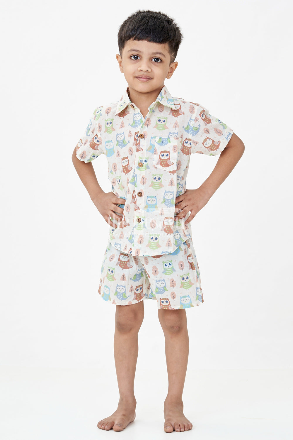 The Nesavu Boys Casual Set Boys Cotton Casual Wears Set in Multicolor Animal Print with Short Sleeve Shirt and Shorts Nesavu Boys Cotton Casual Wears Set Multicolor Animal Print Button-Up Shirt | The Nesavu