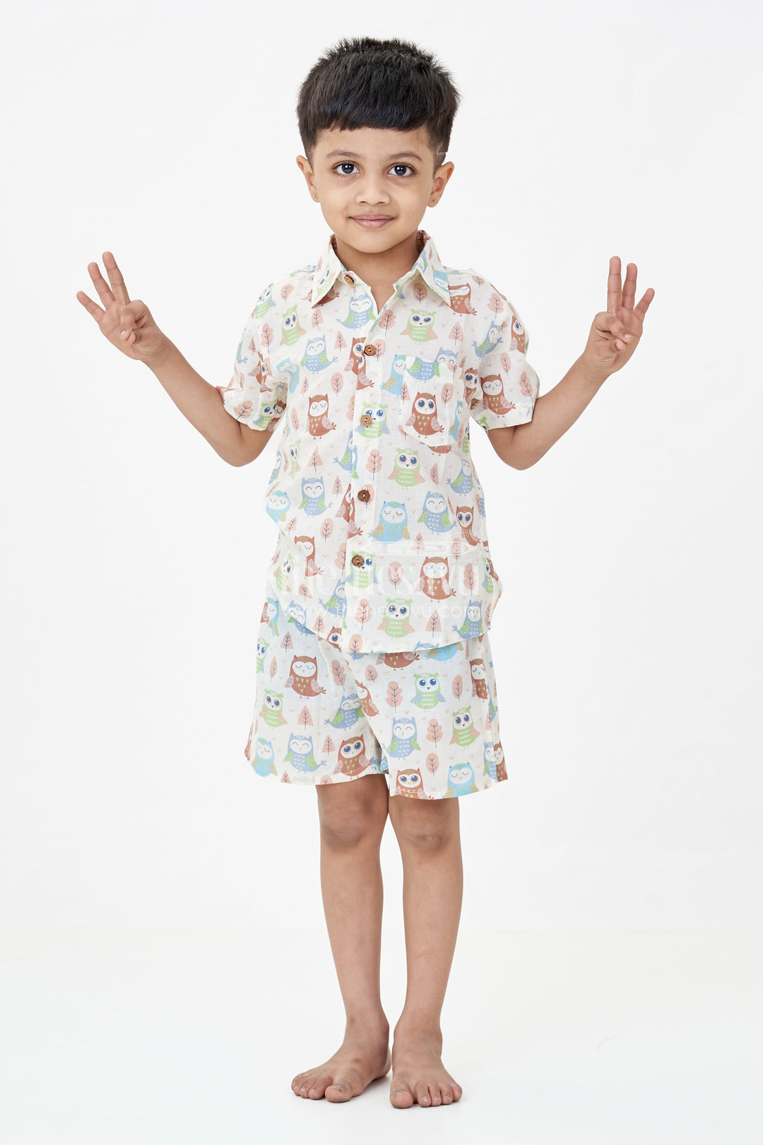 The Nesavu Boys Casual Set Boys Cotton Casual Wears Set in Multicolor Animal Print with Short Sleeve Shirt and Shorts Nesavu Boys Cotton Casual Wears Set Multicolor Animal Print Button-Up Shirt | The Nesavu