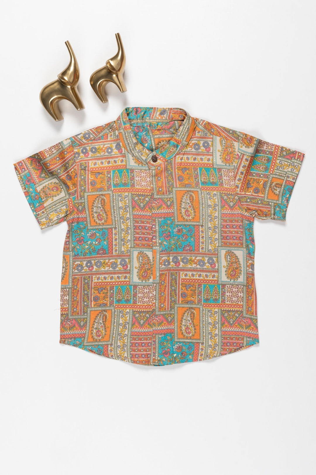 The Nesavu Boys Cotton Shirt Boys Eclectic Print Pure Cotton Shirt Nesavu 16 (1Y) / multicolor / Cotton BS132A-16 Colorful Boys Cotton Shirt | Playful & Comfortable Kids' Wear | The Nesavu