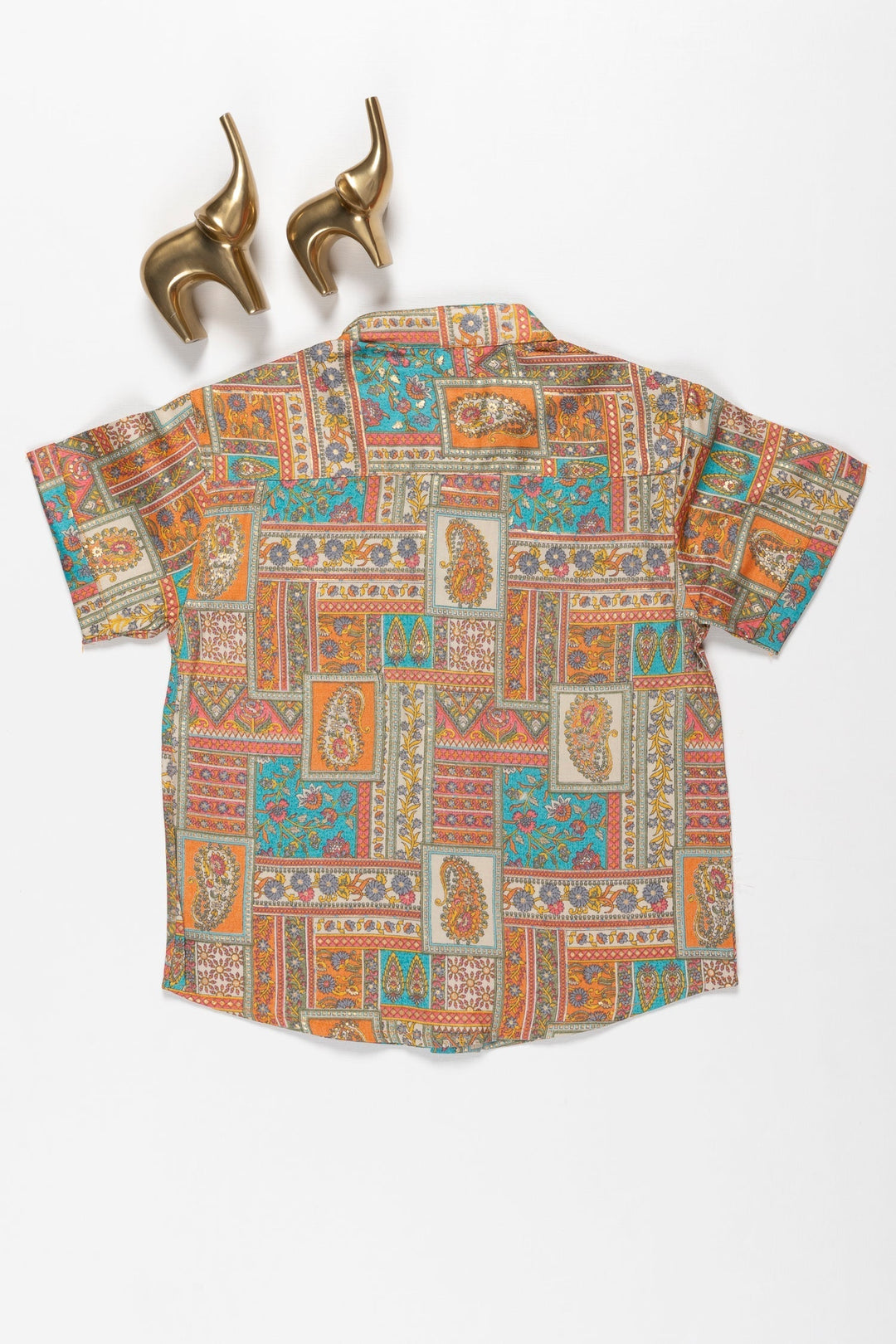 The Nesavu Boys Cotton Shirt Boys Eclectic Print Pure Cotton Shirt Nesavu Colorful Boys Cotton Shirt | Playful & Comfortable Kids' Wear | The Nesavu