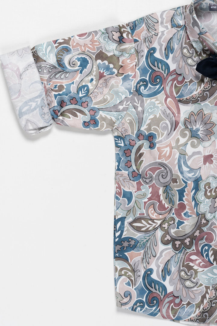 The Nesavu Boys Casual Set Boys Elegant Floral Dress Shirt and Pant Set for Smart Casual Occasions Nesavu Shop Boys Floral Shirt & Pants Set | Chic Casual Outfits for Boys | The Nesavu