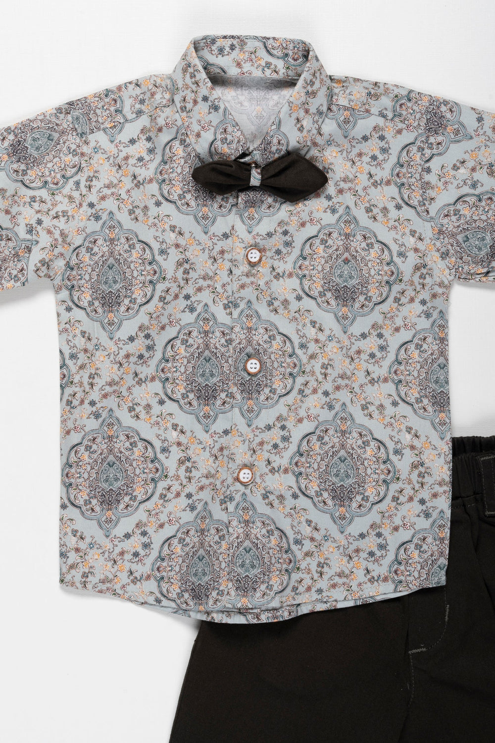 The Nesavu Boys Casual Set Boys Elegant Paisley Shirt with Trousers Set - Ideal for Eid and Ugadi Nesavu Buy Boys Paisley Shirt and Trousers Set | Festive and Casual Wear | The Nesavu