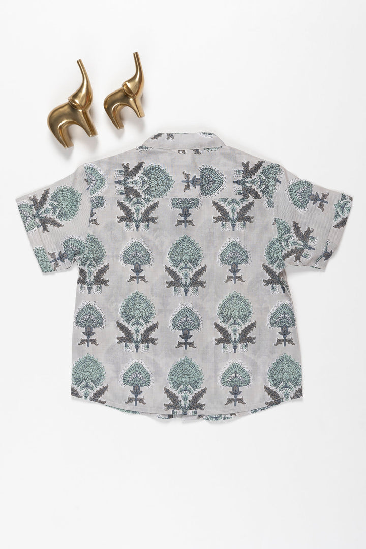 The Nesavu Boys Cotton Shirt Boys' Enchanted Forest Print Cotton Shirt Nesavu Enchanted Forest Boys' Print Shirt | Magical Cotton Tree Pattern | The Nesavu
