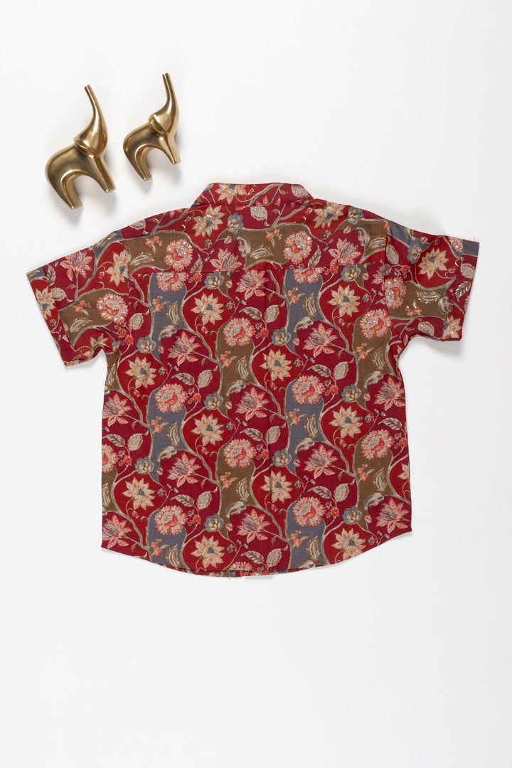 The Nesavu Boys Cotton Shirt Boys Floral Cotton Shirt - A Timeless Elegance Nesavu Boys' Floral Print Shirt | Versatile & Stylish Cotton Tops | The Nesavu