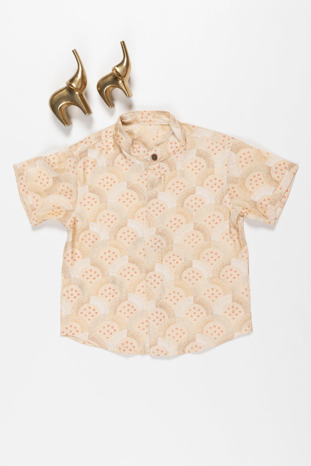 The Nesavu Boys Cotton Shirt Boys Geometric Pattern Cotton Shirt - Casual Elegance Nesavu 16 (1Y) / Red / Viscose Silk BS134A-16 Boys' Cotton Shirt with Geometric Print | Comfort & Style for Everyday Wear | The Nesavu