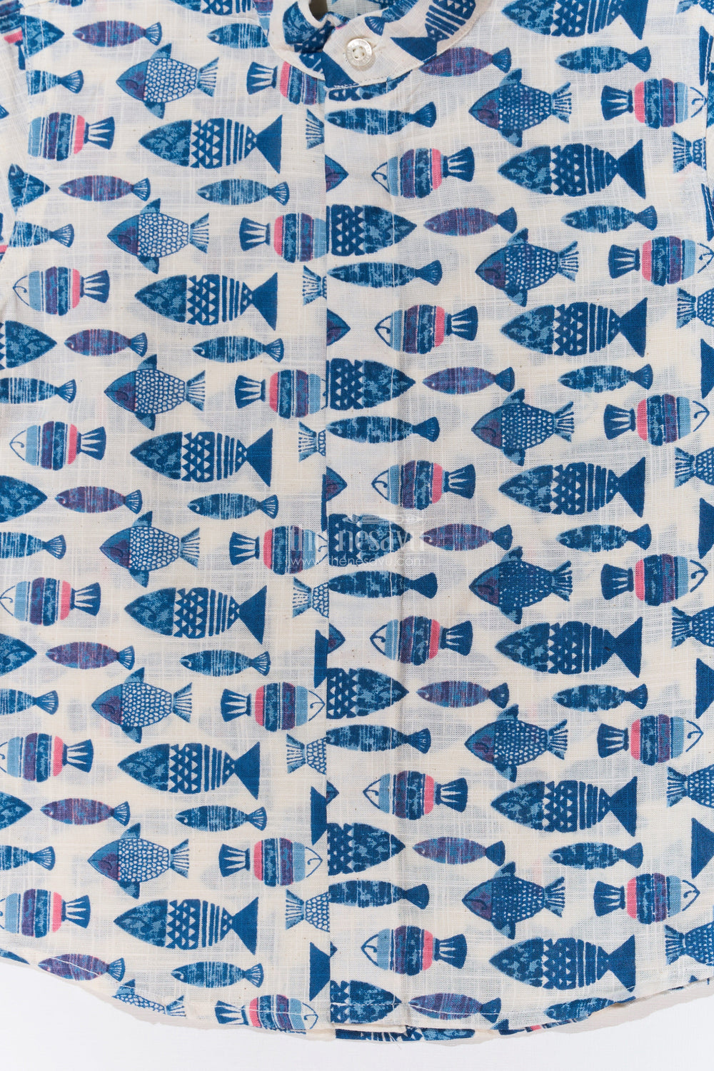 The Nesavu Boys Cotton Shirt Boys Half Hand Printed Shirt in Pure Cotton with Nautical Fish Motifs for a Trendy Look Nesavu Nesavu Boys Half Hand Printed Cotton Shirt Nautical Fish Motifs Casual Style