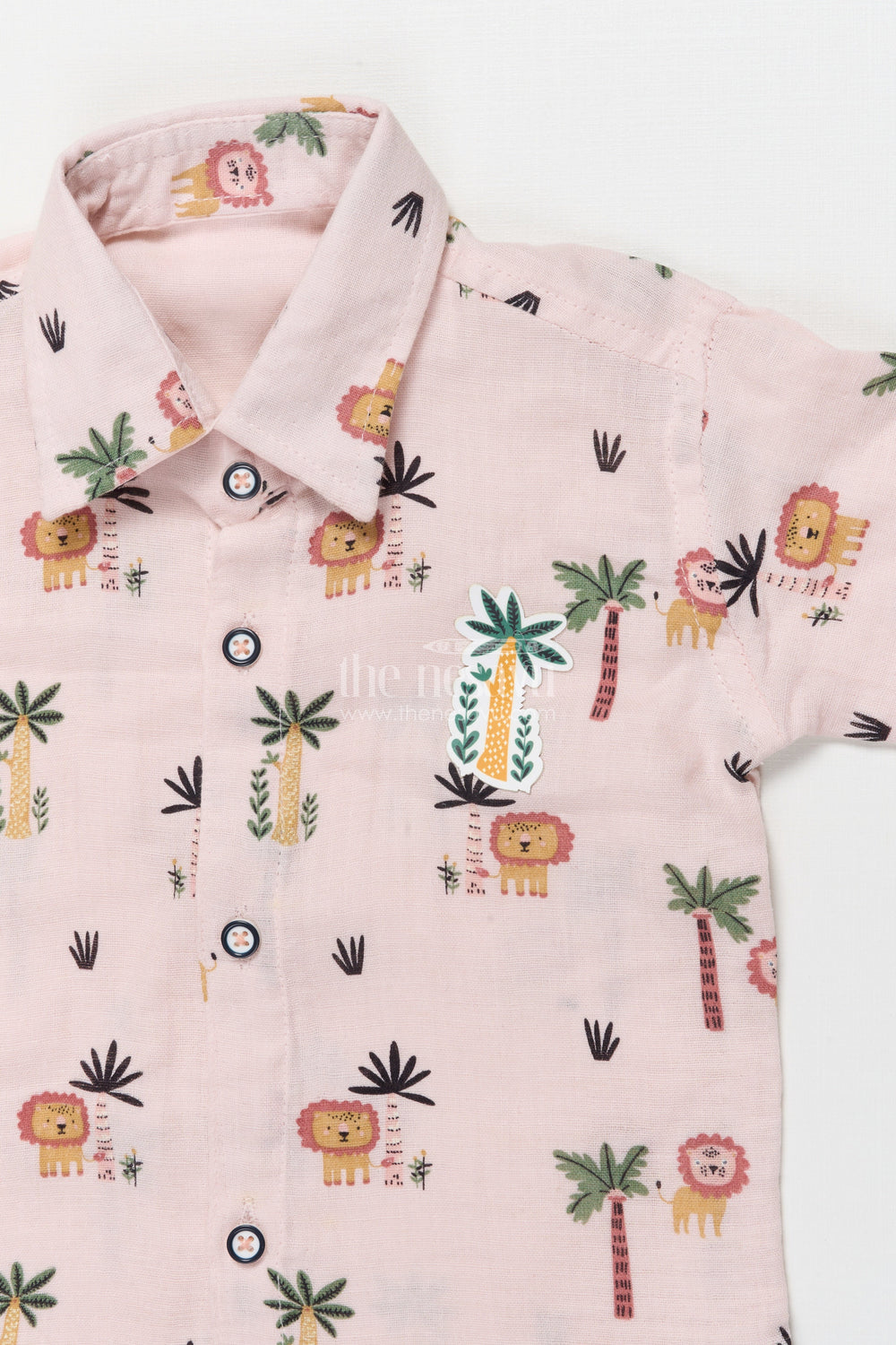 The Nesavu Boys Casual Set Boys Lion Print Cotton Shirt and Pants Set for Everyday Play Nesavu Nesavu boys lion print cotton casual set  fun jungle-themed shirt pants