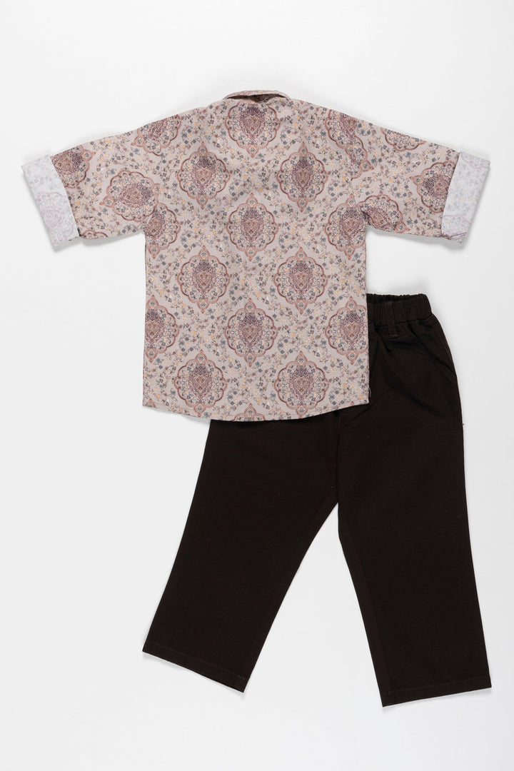 The Nesavu Boys Casual Set Boys Paisley Print Casual Shirt and Pant Set - Perfect Eid Festive Wear Nesavu Buy Boys Paisley Casual Shirt and Pant Set | Stylish Eid Outfit for Kids | The Nesavu