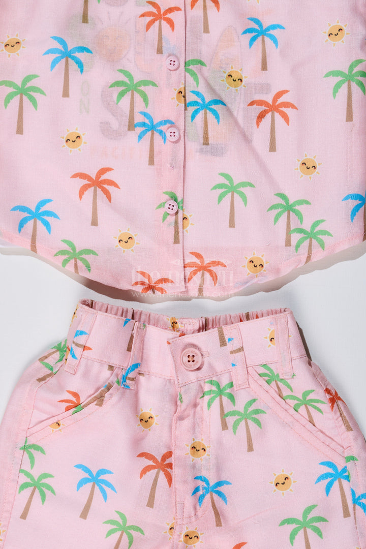 The Nesavu Boys Casual Set Boys Party Wear Casual Shirts with Tropical Printed Shorts and Surf Theme T-Shirt Nesavu Nesavu Boys Party Wear Casual Shirts Tropical Printed Shorts Surf Graphic T-Shirt