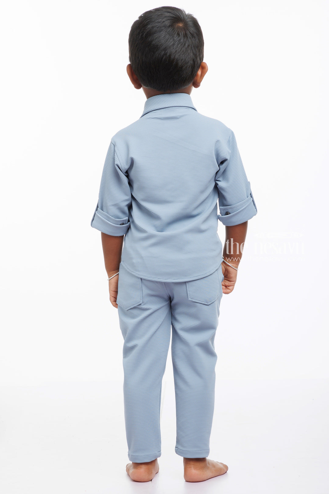 The Nesavu Boys Casual Set Boys Sleek Grey Shirt and Pant Set - Trendy Comfort Nesavu Cool Grey Boys Casual Shirt  Pant Set | Versatile Style for Every Occasion | The Nesavu