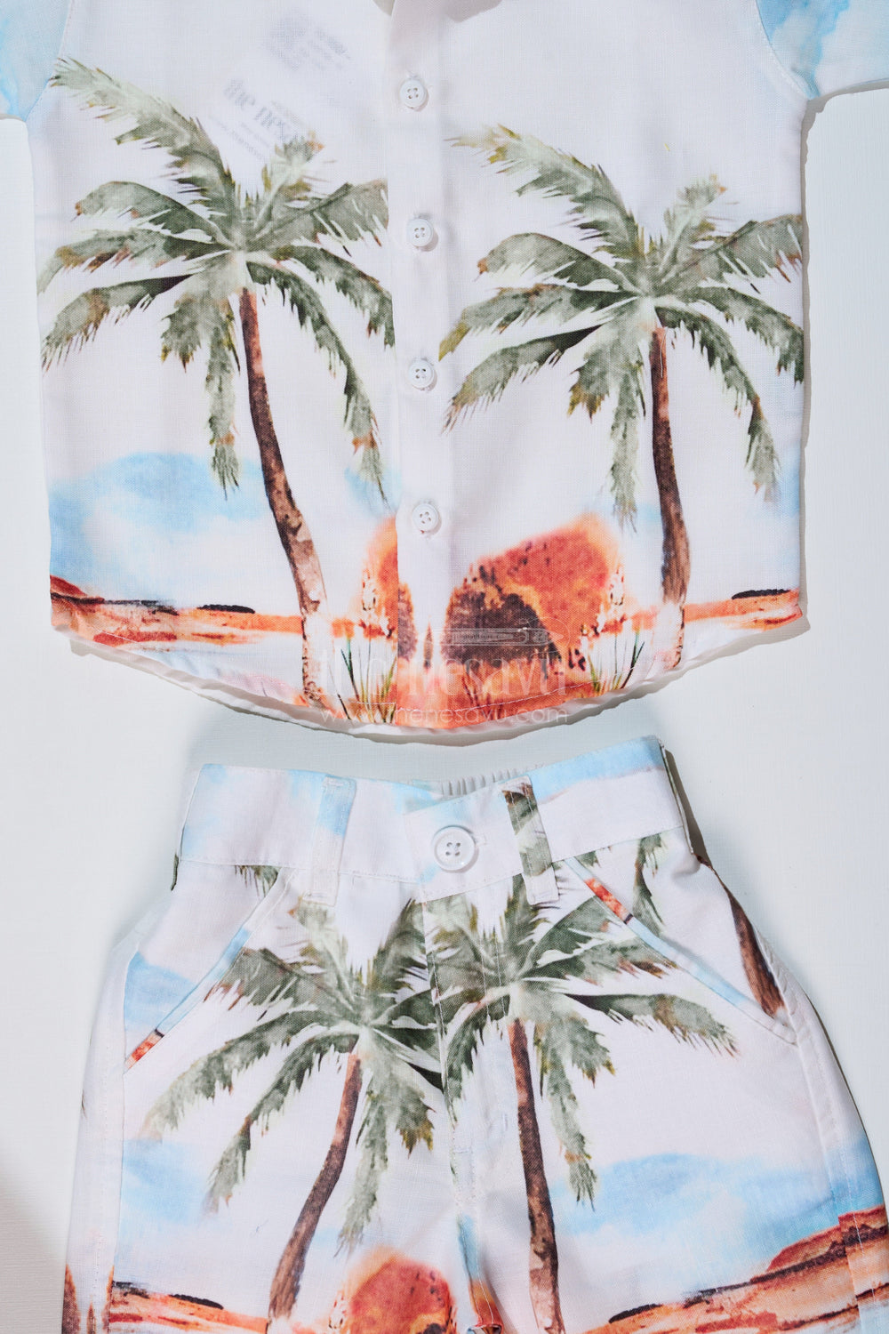 The Nesavu Boys Casual Set Boys Stylish Casual Shirts with Palm Tree Print and Matching Beach Shorts Nesavu Nesavu Boys Stylish Casual Shirts Palm Tree Print Matching Beach Shorts