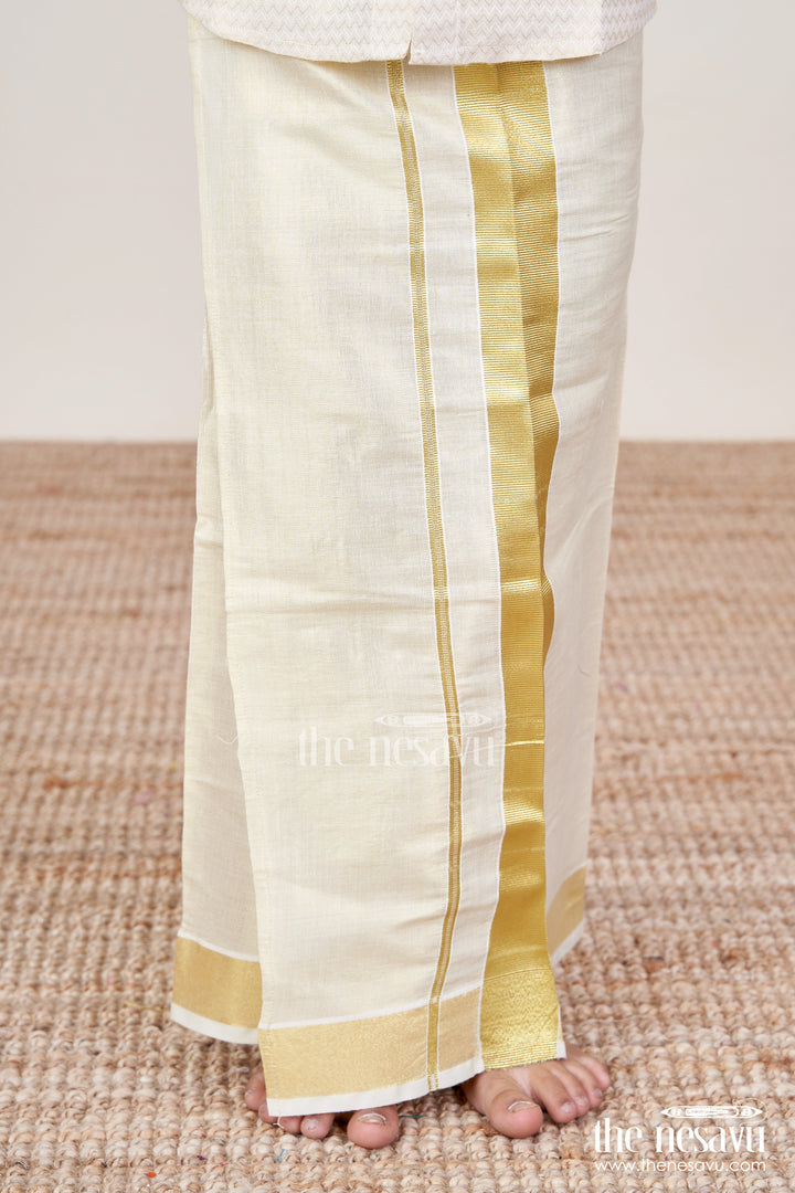 The Nesavu Boys Vesti Boys Traditional Vesti for Family Rituals and Festive Wear Nesavu 22 (4Y) / Cream D032A-22 Nesavu boys traditional tissue vesti zari border rituals functions ethnic celebrations