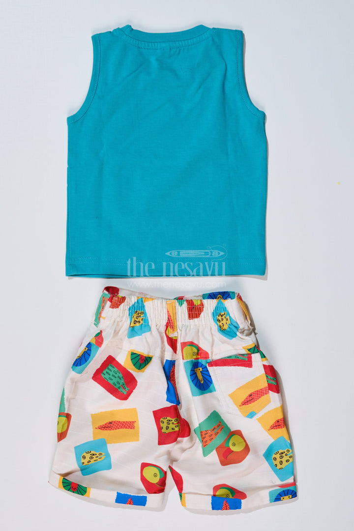 The Nesavu Boys Casual Set Boys Trendy Casual Shirts with Colorful Printed Shorts and Graphic Tank Top Nesavu Nesavu Boys Trendy Casual Shirts Printed Shorts Graphic Tank Top