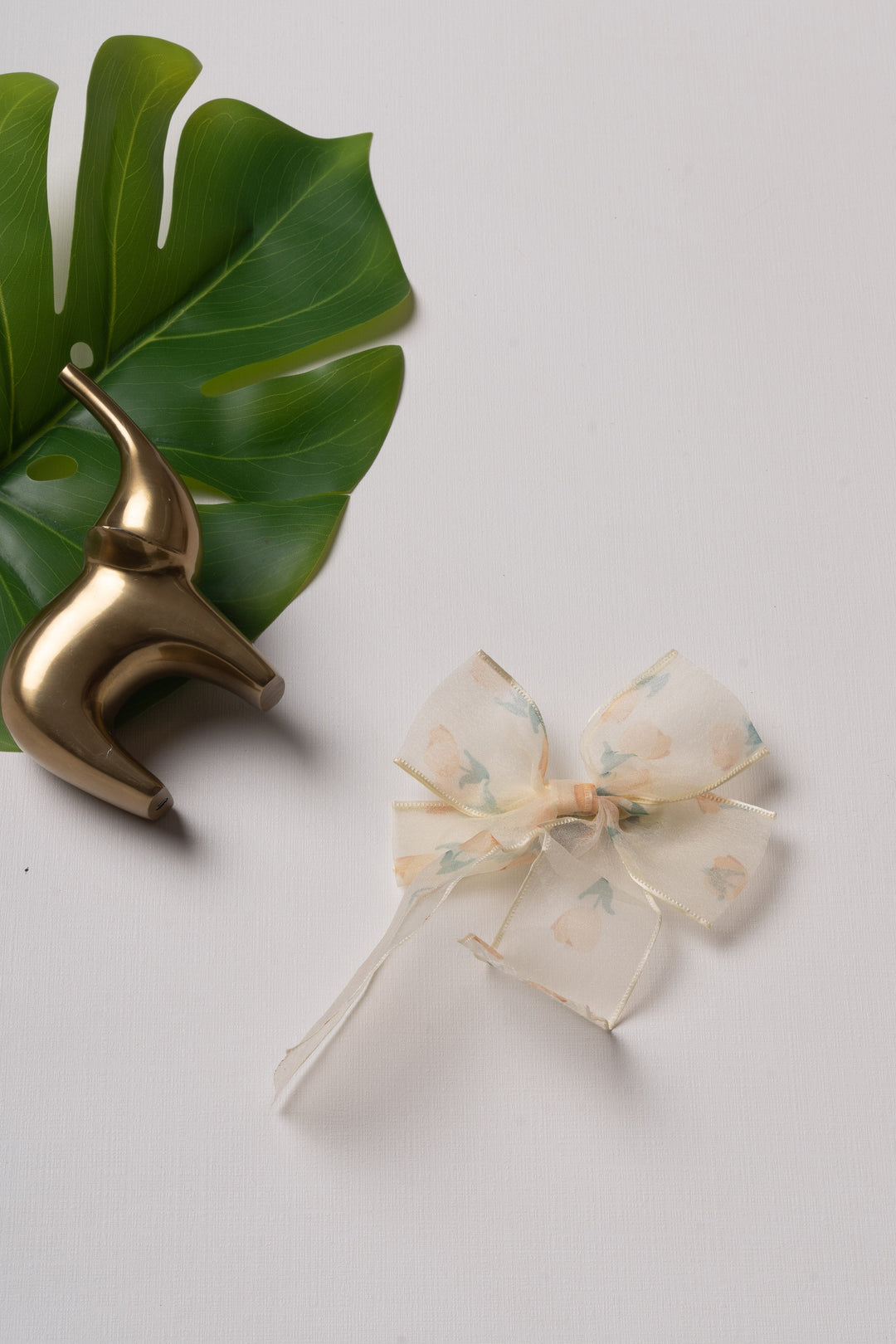The Nesavu Hair Clip Breeze Leaf Pattern Bow Hair Clip for Girls Nesavu Yellow JHCL71F Girls Leaf Pattern Bow Clip | Nature-Inspired Hair Accessory | The Nesavu