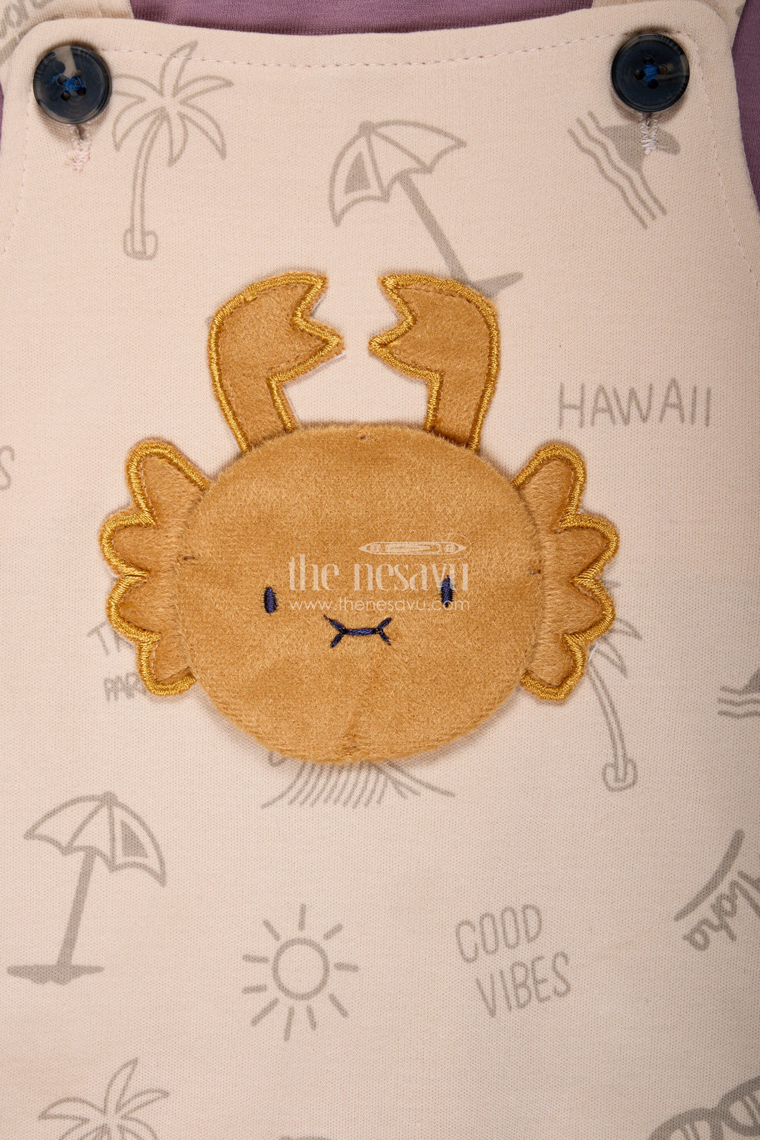 The Nesavu Boys Casual Set Casual Colorful Dress for Boys in Soft Cotton with Lion Embroidery and Contrast Tee Dungaree Set Nesavu Nesavu Cotton Casual Colorful Dress Boys Lion Embroidery Matching Plum Tee