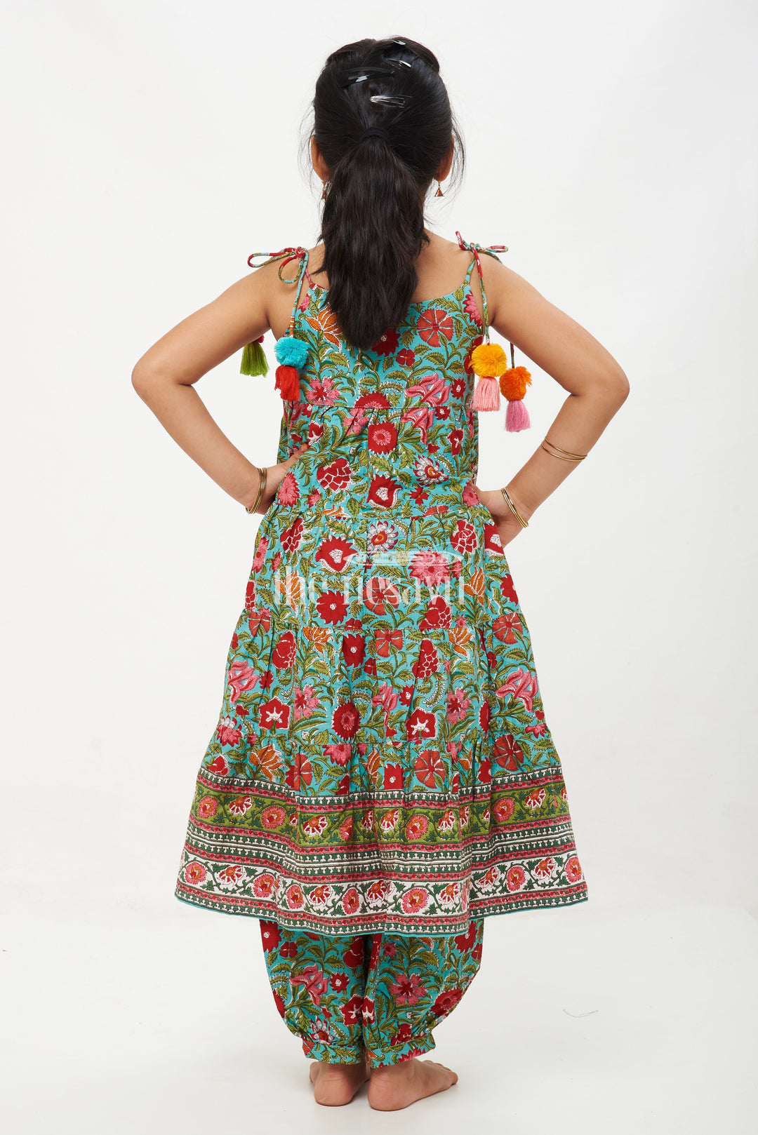 The Nesavu Girls Sharara / Plazo Set Colorful Jaipur Hand Block Print Cotton Co-Ord Set for Girls’ Traditional Outfits Nesavu Colorful Jaipur Hand Block Print Cotton Co-Ord Set for Girls