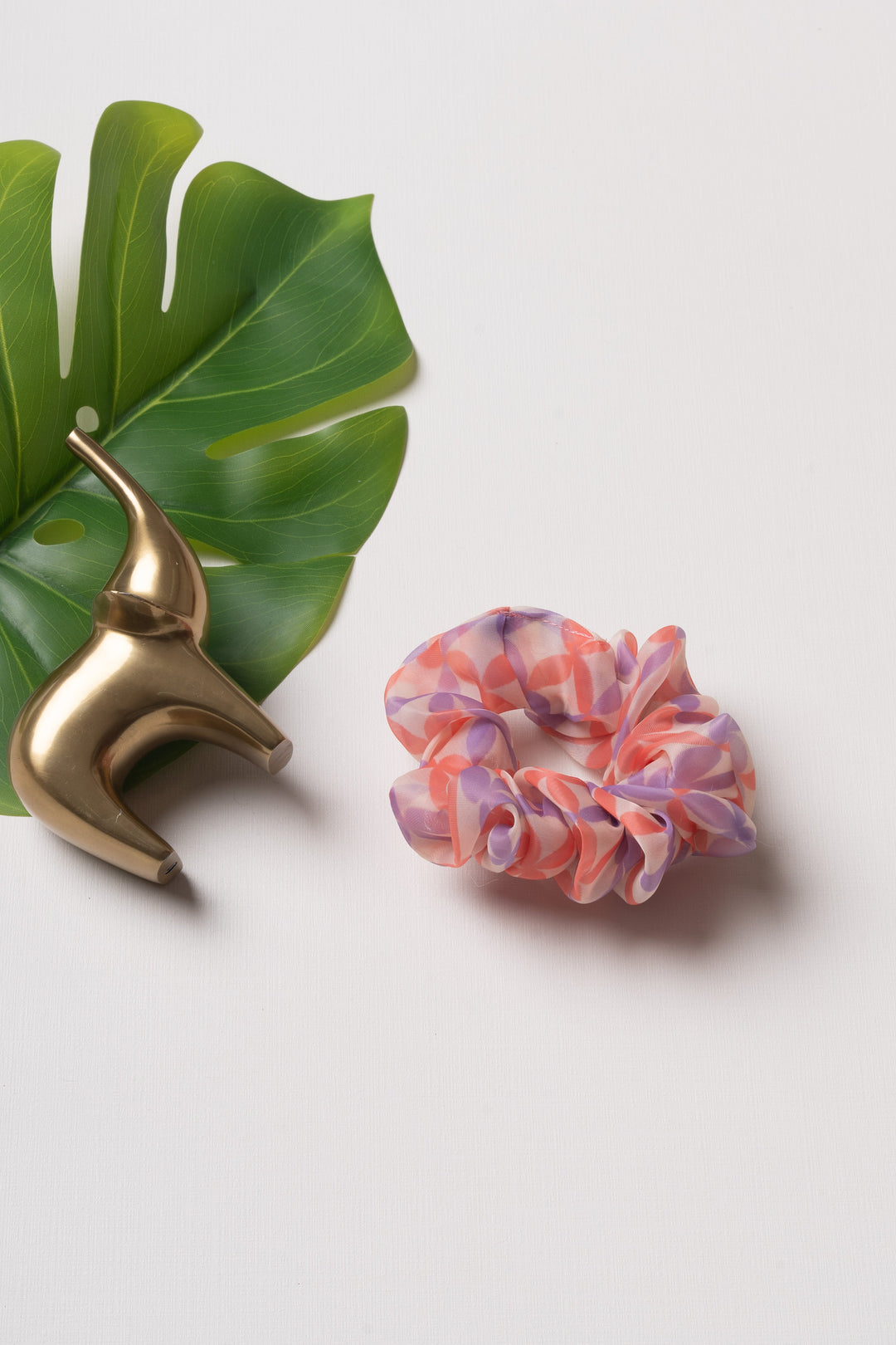 The Nesavu Scrunchies / Rubber Band Coral Swirls Scrunchie - Vibrant Accessory for Stylish Updos Nesavu Purple JHS18A Vibrant Coral Swirl Satin Scrunchie | Perfect Accessory for Chic Hairstyles | The Nesavu