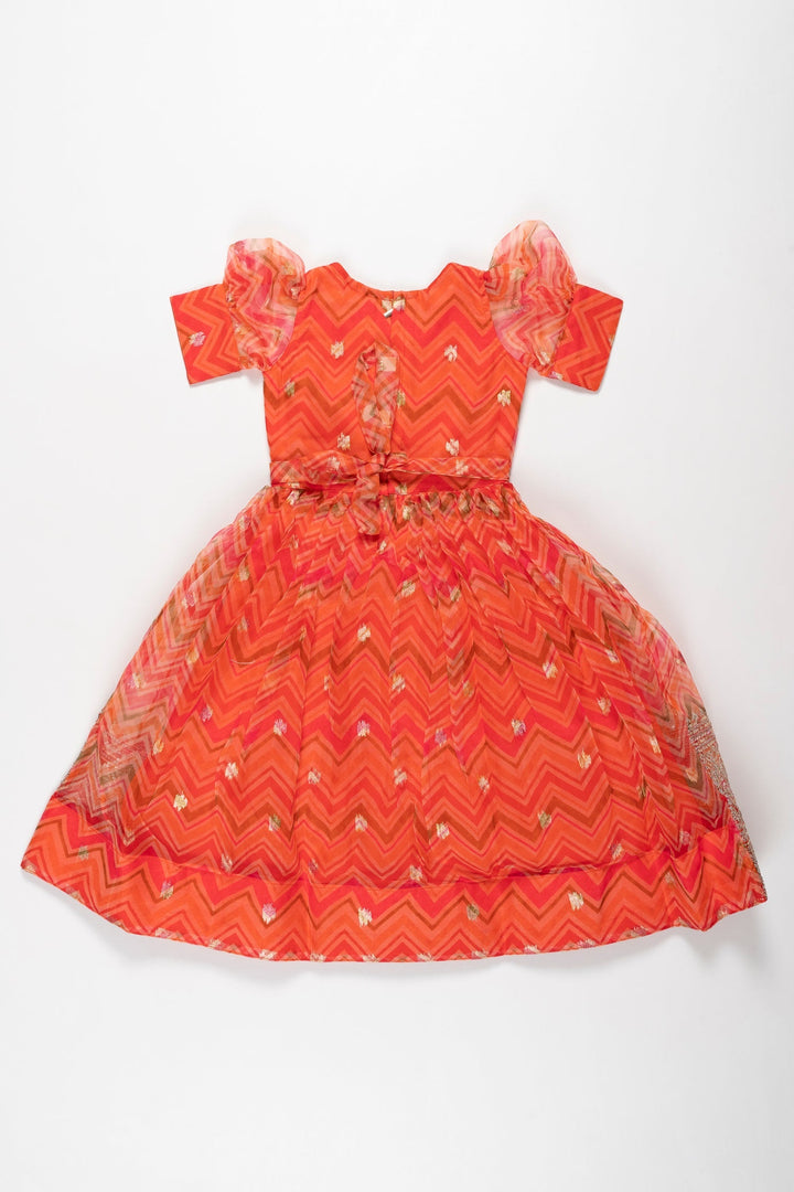 The Nesavu Girls Party Gown Crimson Waves Embellished Anarkali Gown for Girls Nesavu Embellished Red Anarkali Gown for Girls | Elegant Kids' Party Wear | The Nesavu