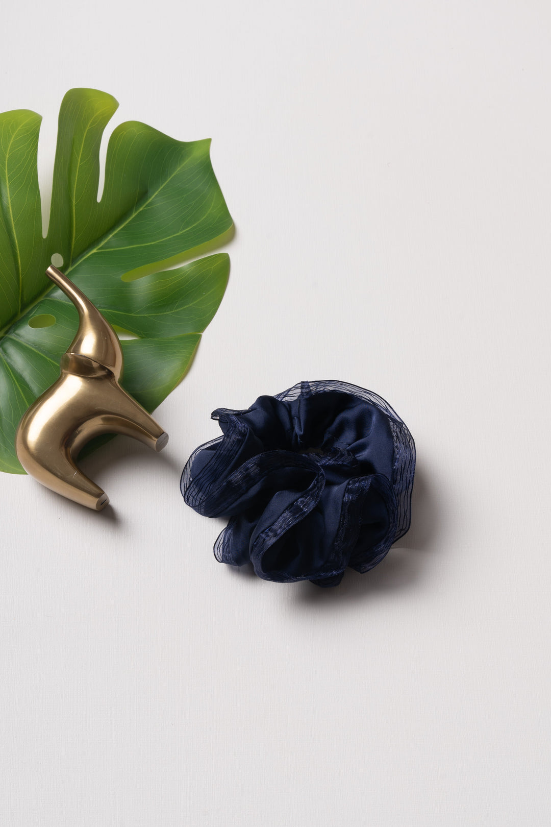 The Nesavu Scrunchies / Rubber Band Deep Sea Satin Scrunchie - Navy Blue Hair Accessory for Everyday Elegance Nesavu Blue JHS17E Navy Blue Satin Scrunchie Hairband | Deep Sea Elegance Collection | The Nesavu