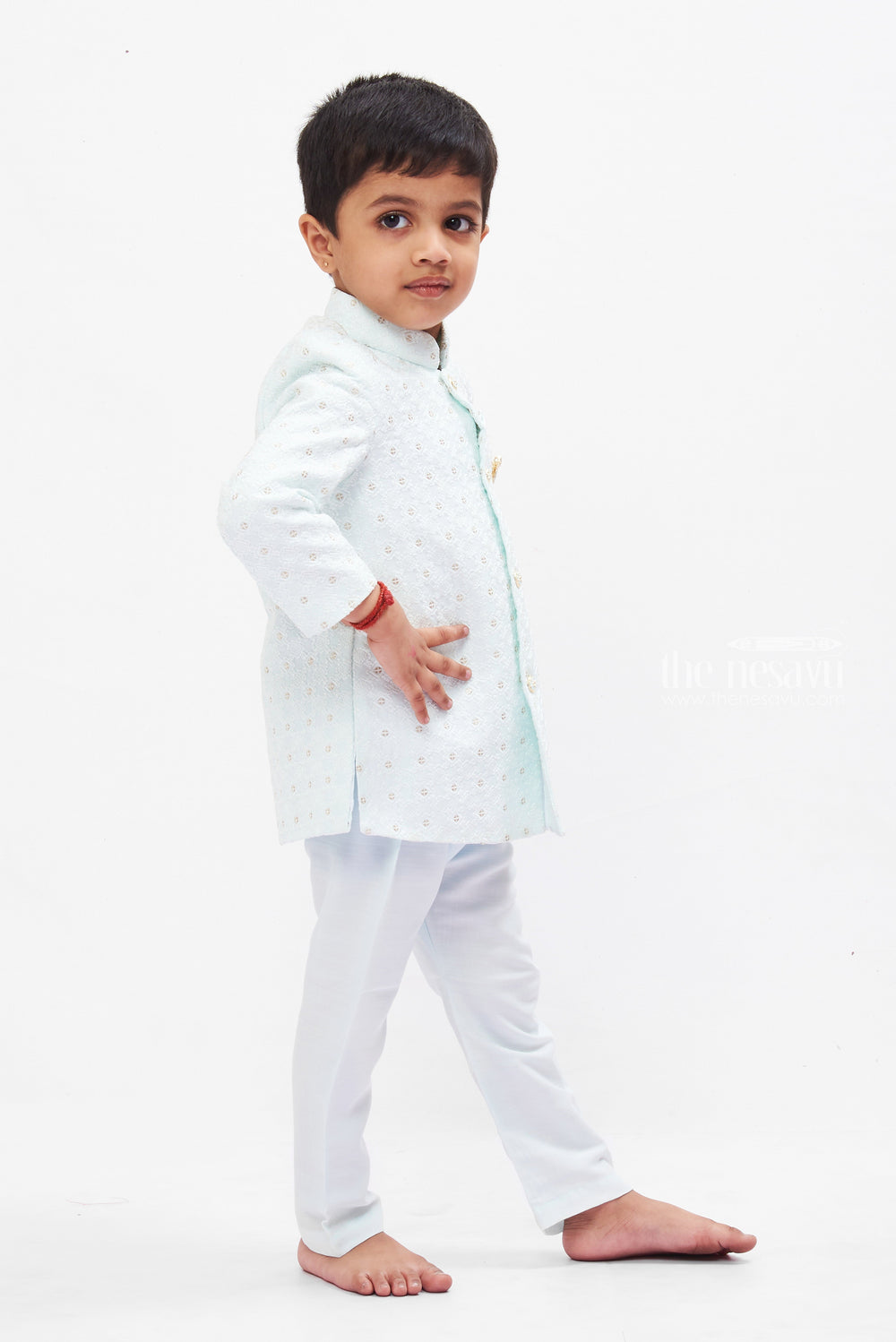 The Nesavu Boys Kurtha Set Elegant Boys Ice Blue Traditional Kurta and Pant Set Nesavu Boys Traditional Kurta Set with pant | Festive & Wedding Attire | The Nesavu