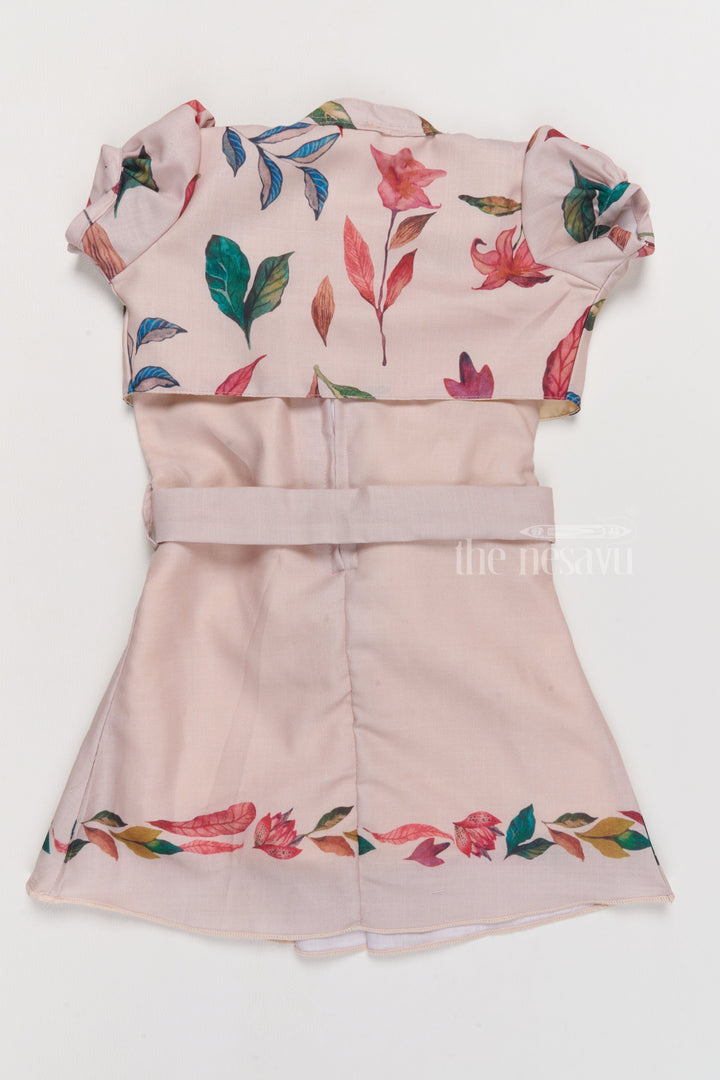 The Nesavu Girls Cotton Frock Elegant Girls Cotton One-Piece Frock with Floral Prints and Tie-Up Waist Nesavu Girls Cotton One-Piece Frock Tie-Up Belt Floral Prints Nesavu