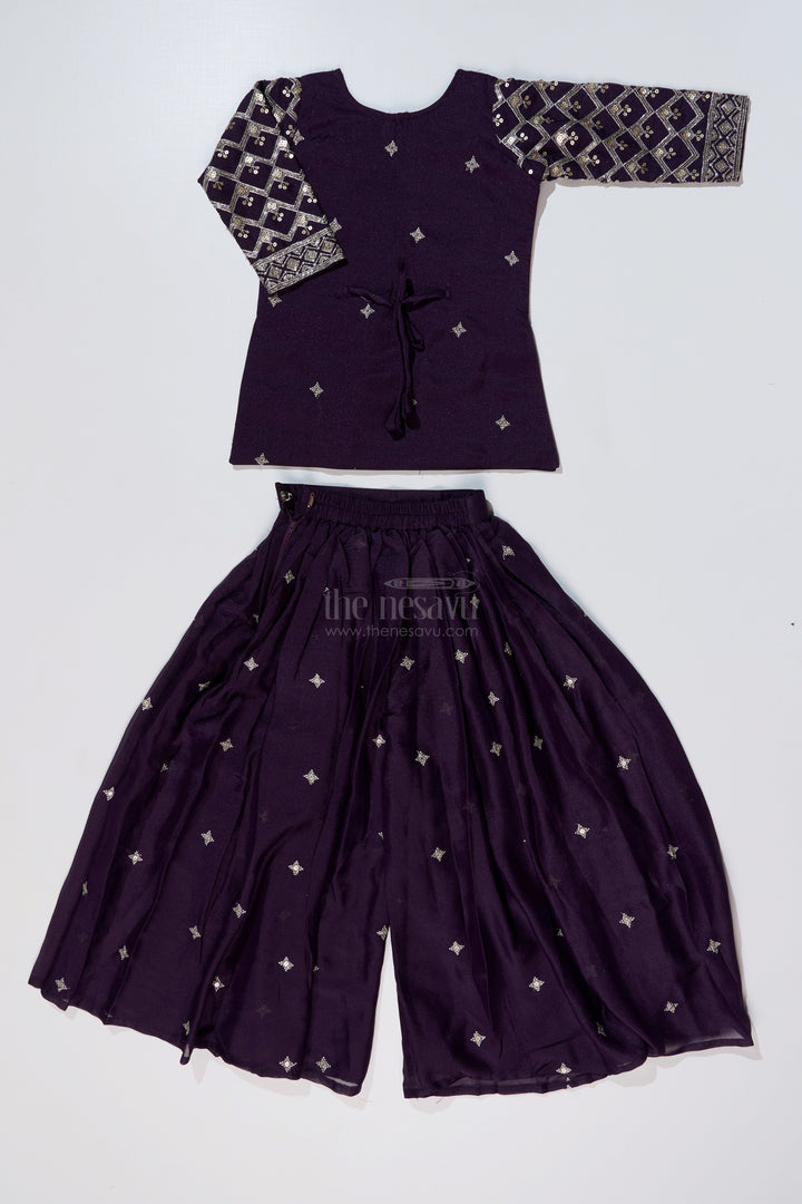 The Nesavu Girls Sharara / Plazo Set Elegant Girls Sharara Choli Dress with Embroidered Georgette and Matching Dupatta Nesavu Elegant Girls Sharara Choli Dress Embroidered Georgette Matching Dupatta | The Nesavu