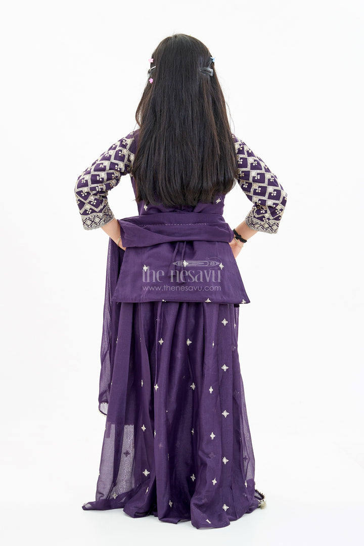 The Nesavu Girls Sharara / Plazo Set Elegant Girls Sharara Choli Dress with Embroidered Georgette and Matching Dupatta Nesavu Elegant Girls Sharara Choli Dress Embroidered Georgette Matching Dupatta | The Nesavu