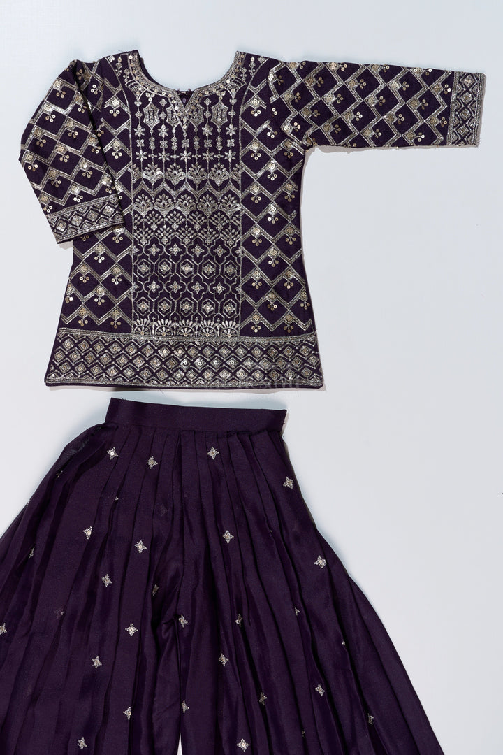 The Nesavu Girls Sharara / Plazo Set Elegant Girls Sharara Choli Dress with Embroidered Georgette and Matching Dupatta Nesavu Nesavu Elegant Girls Sharara Choli Dress Embroidered Georgette Matching Dupatta