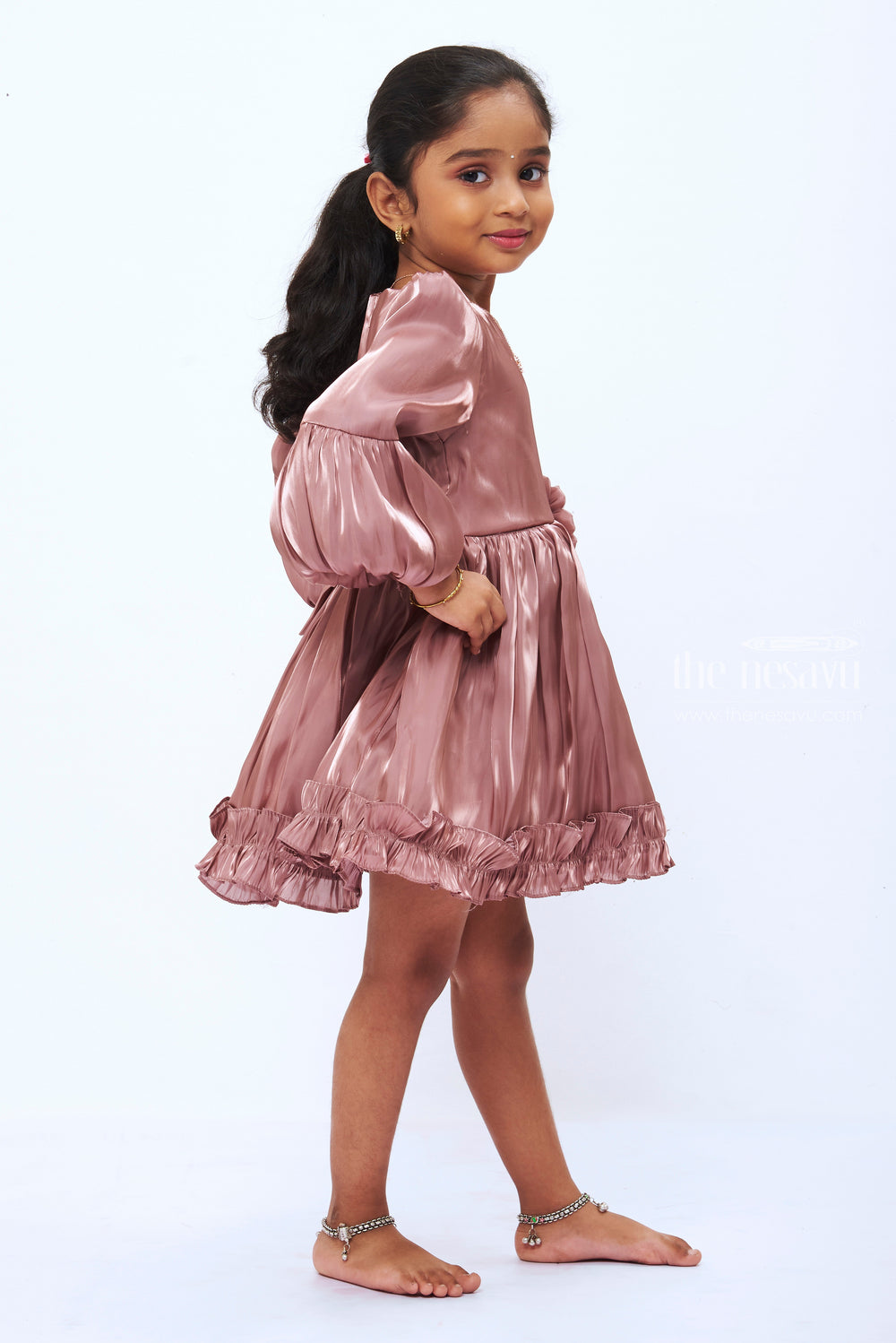 The Nesavu Baby Fancy Frock Elegant Newborn Designer Dress  Infant Baby Frock for Girls with Ruffle Detailing Nesavu Infant Party Dresses | Newborn Casual Wear | Best Newborn Clothes Online | The Nesavu