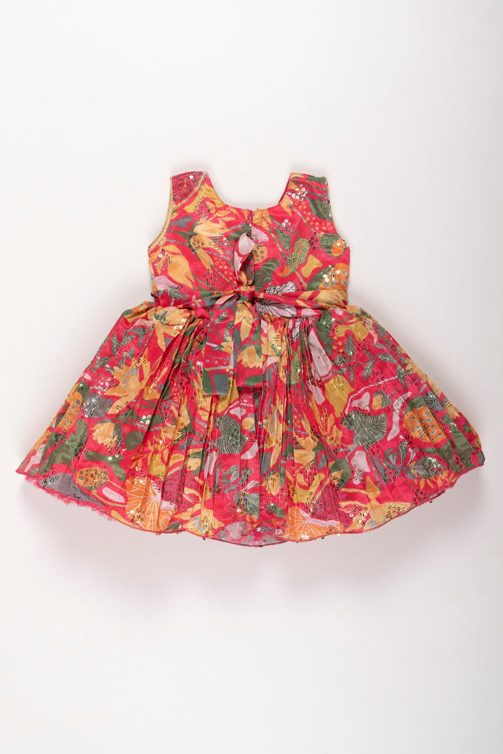 The Nesavu Silk Party Frock Elegant Red Silk Party Frock for Girls with Exquisite Detailing Nesavu Red Silk Party Frock for Girls | Luxurious & Elegant Children's Wear | The Nesavu