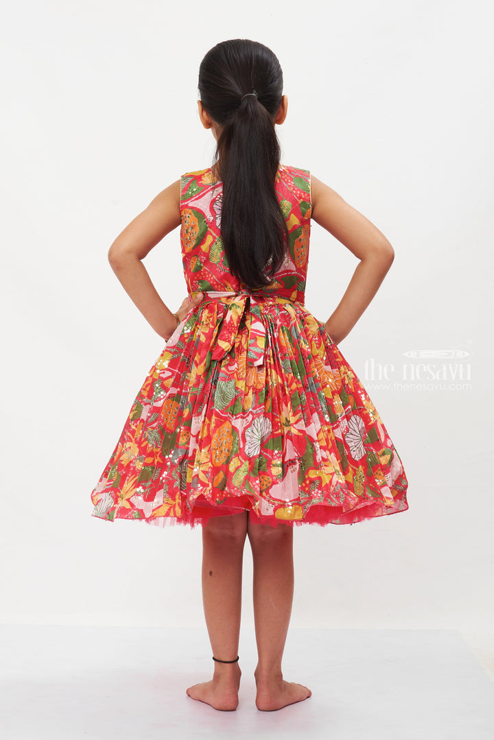 The Nesavu Silk Party Frock Elegant Red Silk Party Frock for Girls with Exquisite Detailing Nesavu Red Silk Party Frock for Girls | Luxurious & Elegant Children's Wear | The Nesavu