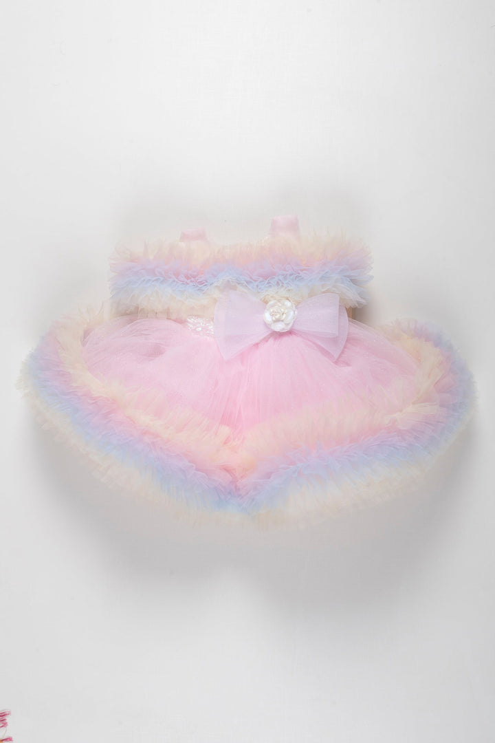 The Nesavu Girls Tutu Frock Enchanting Pastel Rainbow Tutu Birthday Frock - Perfect for Baby's Special Day Nesavu 16 (1Y) / Pink / Plain Net PF177A-16 Buy Rainbow Pastel Tutu Frock for Girls Birthdays | Festive & Fancy Kids' Party Dresses | The Nesavu