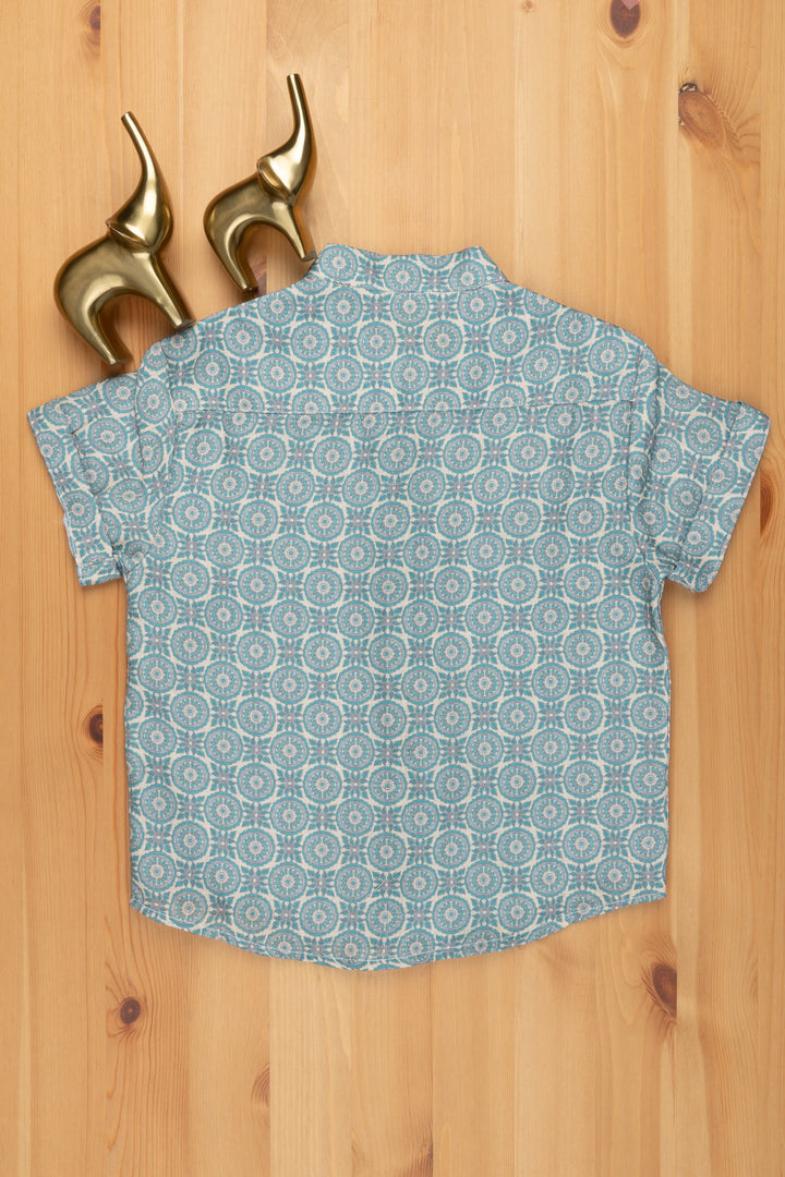 The Nesavu Boys Linen Shirt Exquisite Ajrakh Hand Block Print Boys' Shirt: Artisanal Craftsmanship at Its Finest Nesavu Ajrakh Hand Block Print Boys Shirt | Printed Shirt for Boys | The Nesavu