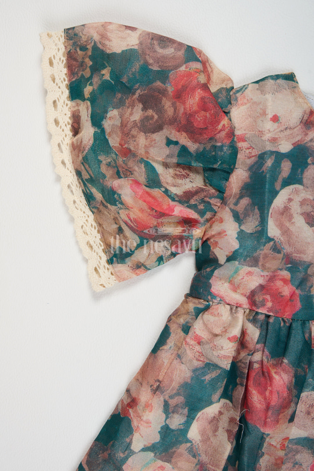 The Nesavu Girls Chanderi Frock Frock for Women Cotton with Floral Tissue Print and Puff Sleeves, Perfect for Family Gatherings and Spring Festivals Nesavu Floral Cotton Frock Women Puff Sleeves Tissue Print Nesavu Perfect Spring Festivals Family Gatherings