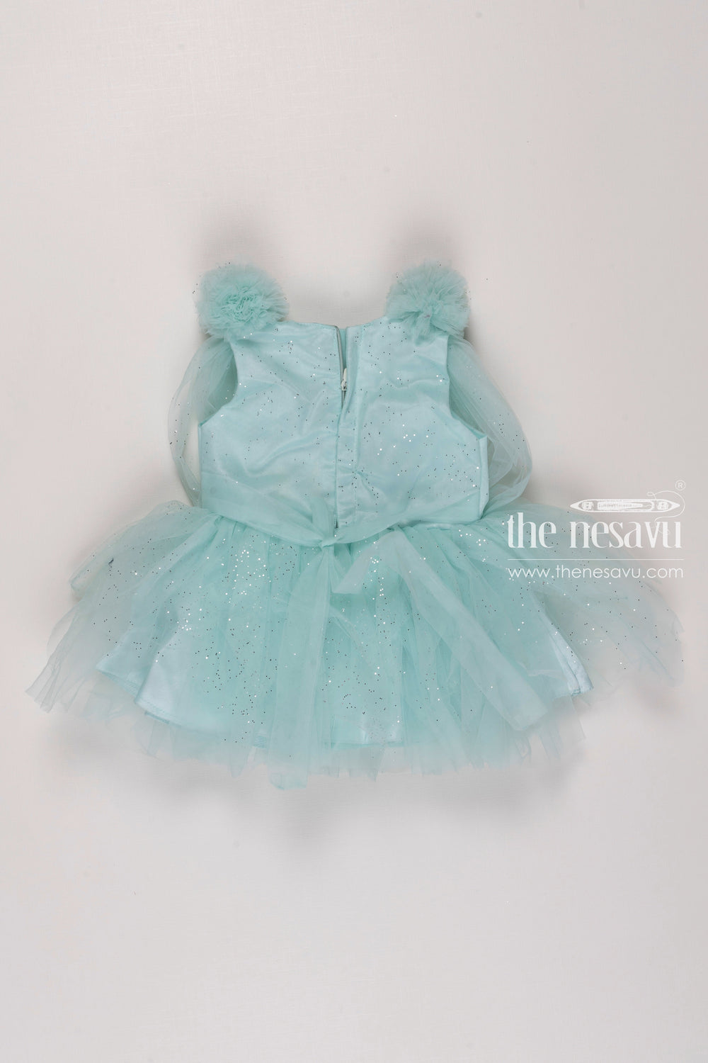 The Nesavu Girls Tutu Frock Frozen Fantasy Ice Blue Tutu Party Wear Dress Set for Girls Nesavu Blue Tutu Frock and Shoes for Girls | Girls Party Wear Birthday Dresses | The Nesavu
