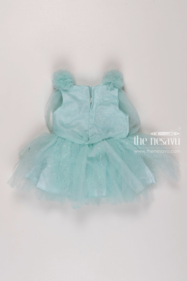 The Nesavu Girls Tutu Frock Frozen Fantasy Ice Blue Tutu Party Wear Dress Set for Girls Nesavu Blue Tutu Frock and Shoes for Girls | Girls Party Wear Birthday Dresses | The Nesavu