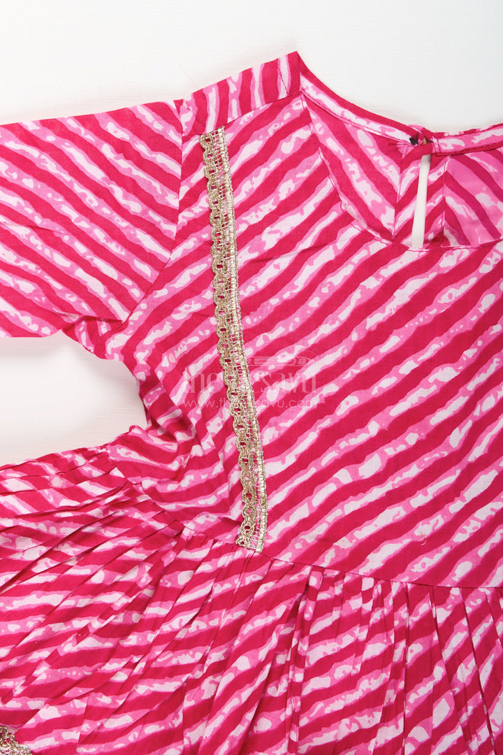 The Nesavu Girls Sharara / Plazo Set Girls cotton tie-dye sharara set for festive celebrations Nesavu Nesavu girls cotton tie-dye sharara set tassels  perfect festive outfit birthdays Navratri
