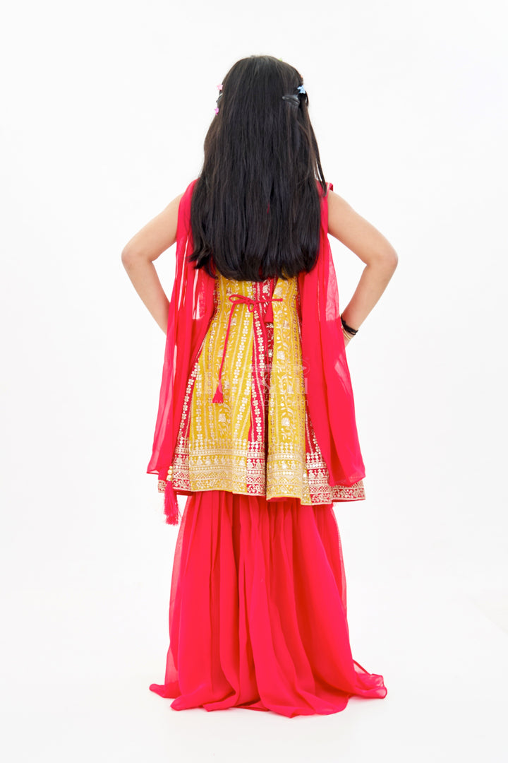 The Nesavu Girls Sharara / Plazo Set Girls Sharara Online with Embroidered Georgette Kurti and Flowy Palazzo Pants Nesavu Nesavu Girls Sharara Online Embroidered Kurti Flowy Palazzo Pants