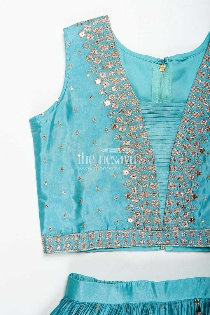 The Nesavu Girls Lehenga Choli Graceful Ethnic Plus Lehenga for Girls with Shimmering Chinon Silk and Embellished Choli Nesavu Nesavu Graceful Ethnic Plus Lehenga Girls Shimmering Chinon Silk Embellished Choli