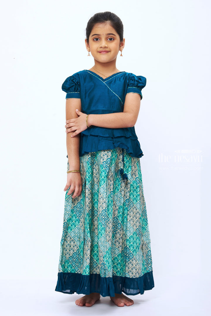 The Nesavu Pattu Pavadai Handcrafted Pattu Pavadai: Traditional Silk Outfits for Girls Nesavu Floral Printed Pattu Pavadai For Girls | New Arraivals | The Nesavu