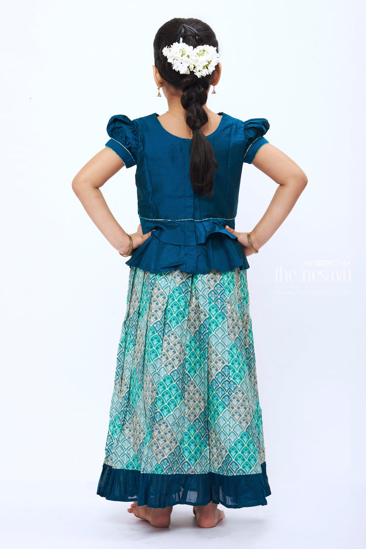 The Nesavu Pattu Pavadai Handcrafted Pattu Pavadai: Traditional Silk Outfits for Girls Nesavu Floral Printed Pattu Pavadai For Girls | New Arraivals | The Nesavu