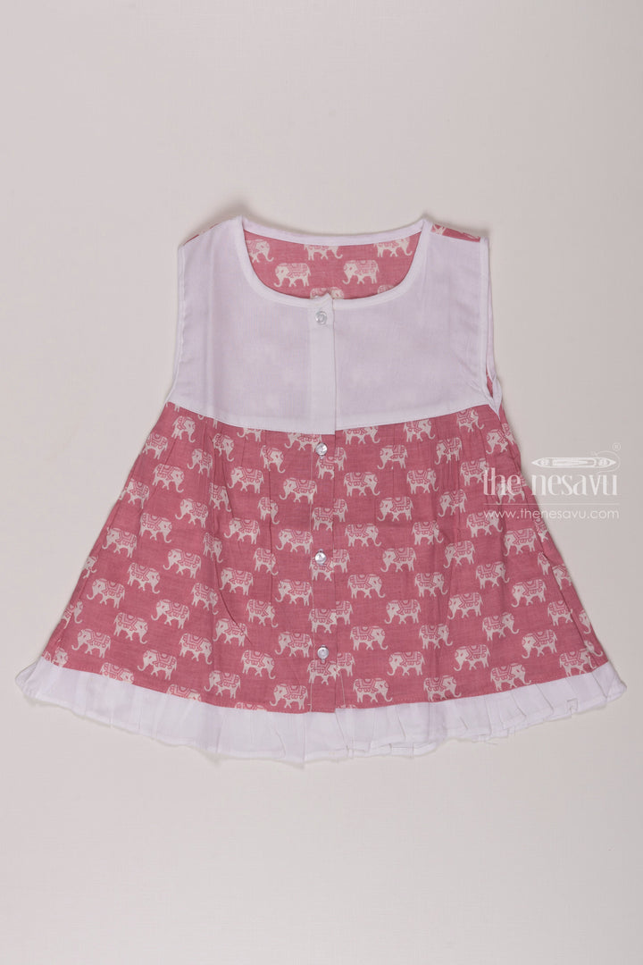 The Nesavu Baby Cotton Frocks Infant Baby Frock with Charming Elephant Print in Purple Nesavu 10 (NB) / Purple / Cotton IF020A-10 Purple Elephant Baby Frock | Soft Cotton Infant Dress | The Nesavu