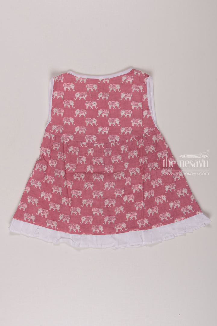 The Nesavu Baby Cotton Frocks Infant Baby Frock with Charming Elephant Print in Purple Nesavu Purple Elephant Baby Frock | Soft Cotton Infant Dress | The Nesavu